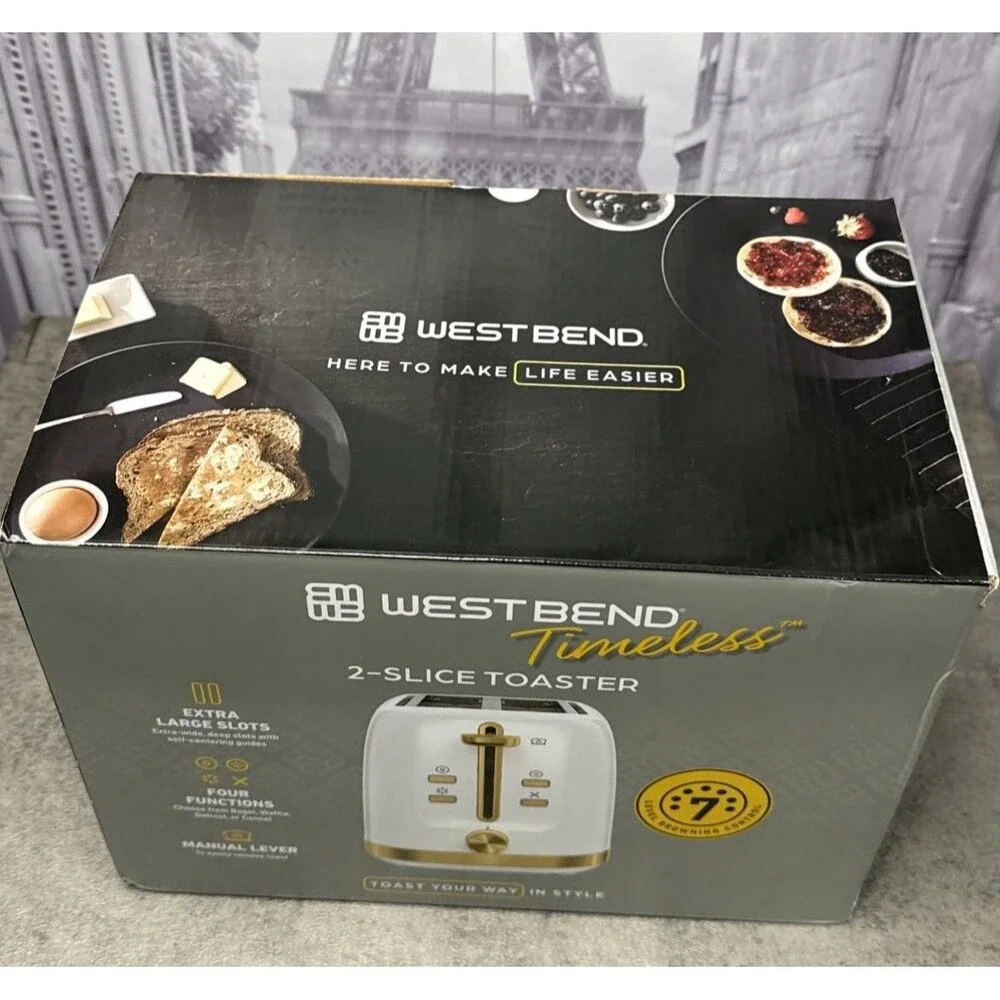 West Bend Timeless 2-Slice Toaster with Bagel/Waffle/Defrost Setting New In Box